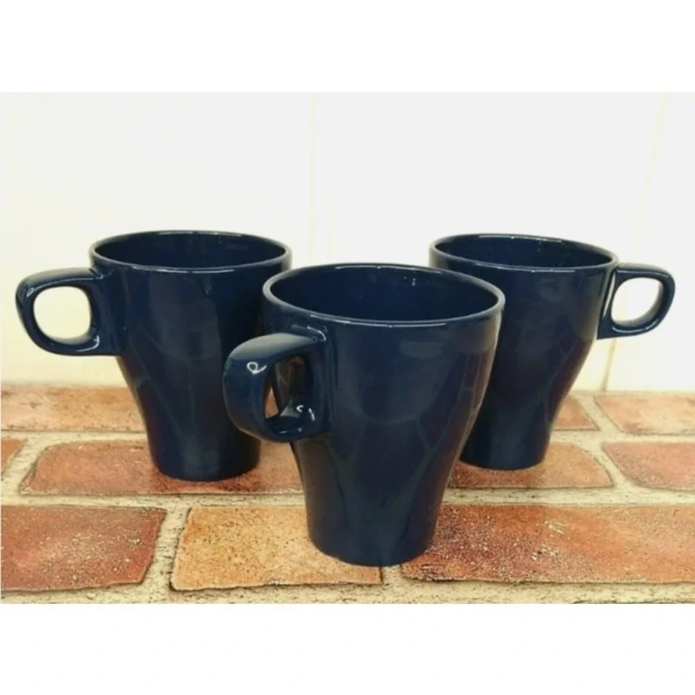 IKEA Fargrik Mugs Blue (Set of 3) Coffee Tea Stoneware‎ Cup #21533 Stackable